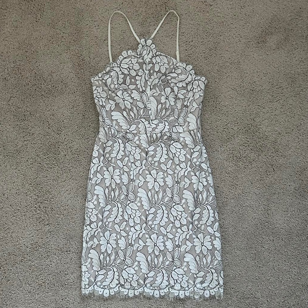 Delicate Darling Beige and Ivory Lace Bodycon Dress